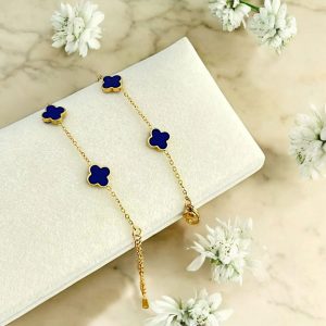 Pulseira Trevos Azul Petróleo