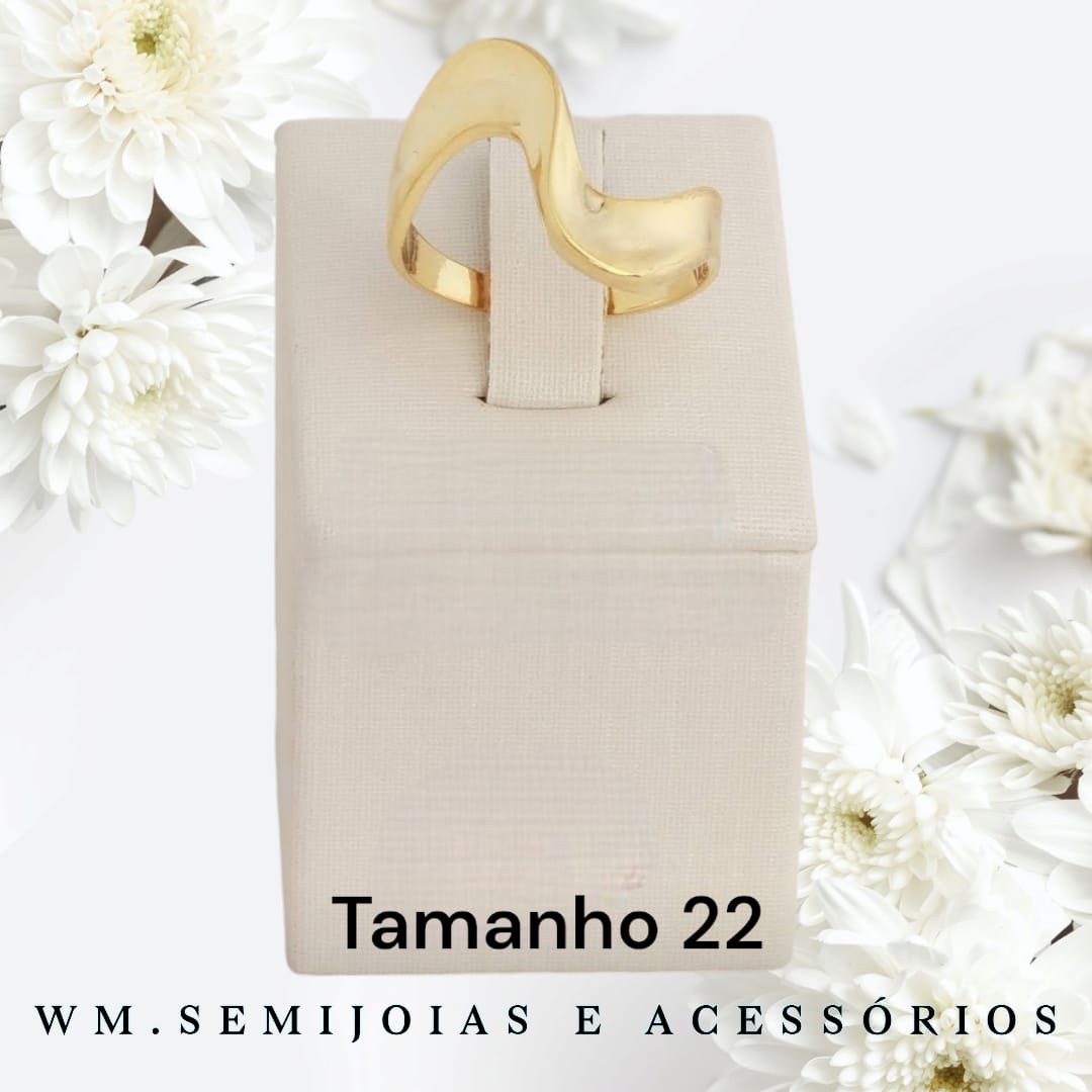 Anel onda em Banho Ouro Tamanho