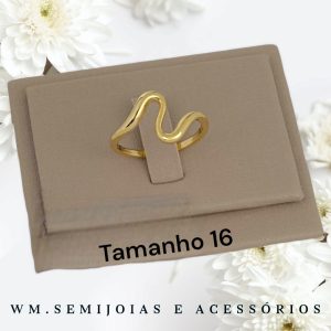 Anel onda delicado em Banho Ouro Tamanho