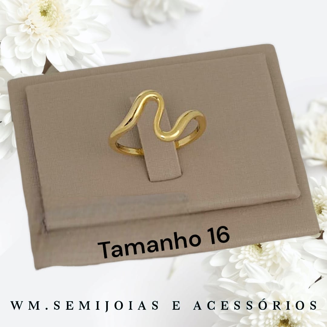 Anel onda delicado em Banho Ouro Tamanho