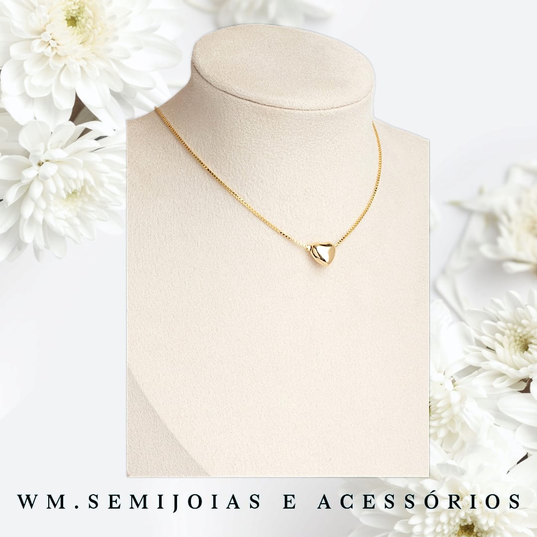 Choker Coração 32cm em Banho Ouro = CH-0001