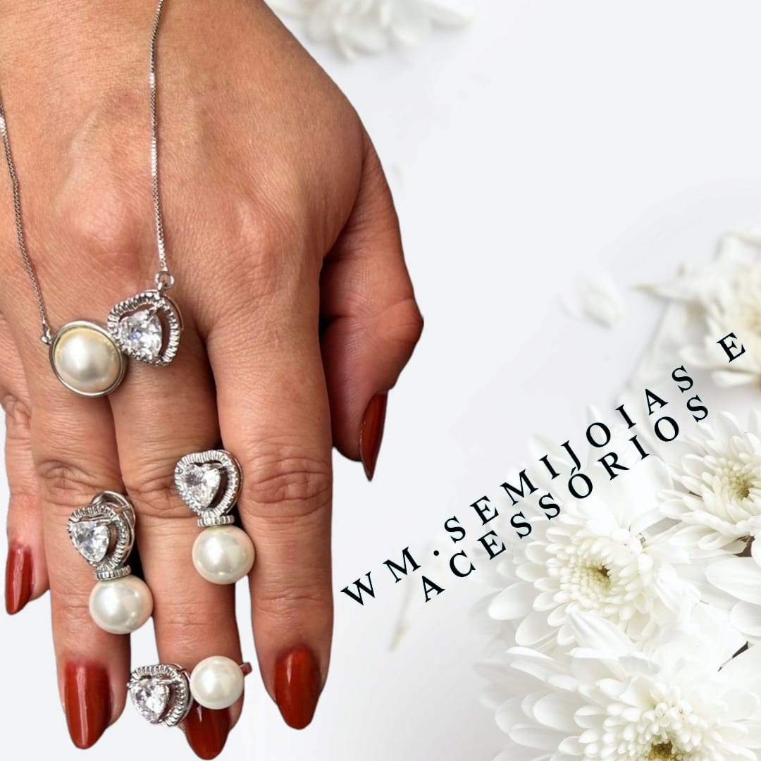 Conjunto Pérola e Zircônia Cristal