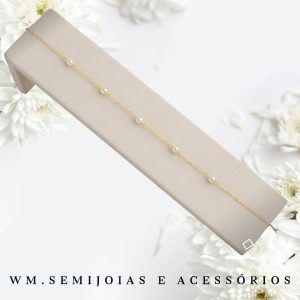 Tornozeleira pérolas em Banho Ouro = TN-00005